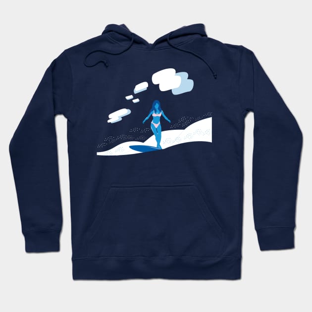 Blue Lady Surfing Hoodie by Malikom